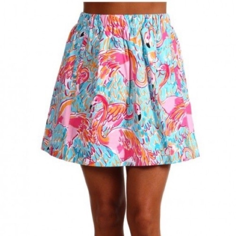 Lilly Pulitzer Flamingo Peel N Eat Cissy Skirt Elastic Waist with Pockets Sz XS